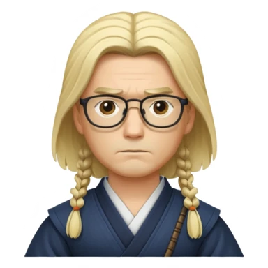 samurai, slim, long blonde hair , glasses sticker