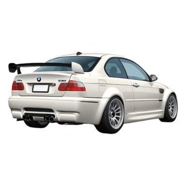 

A white BMW M3 E46, seen from behind at a certain angle, is drifting through a corner; the wheels are not straight, they are changing according to the rotation of the drift. sticker