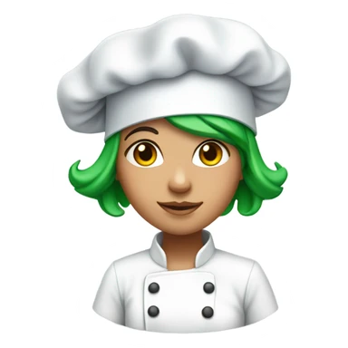 girl with green hair wearing chef's hat sticker