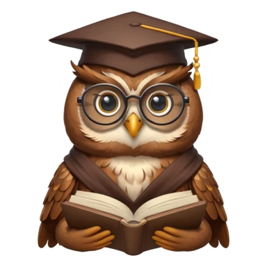 a wise owl wearing glasses, holding an open book, symbolizing hermeneutics as the art of interpretation sticker