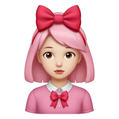 Girl with red bow on her head and pink shirt sticker