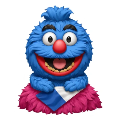 cookie monster bust, with french flag, only one flag,  sticker