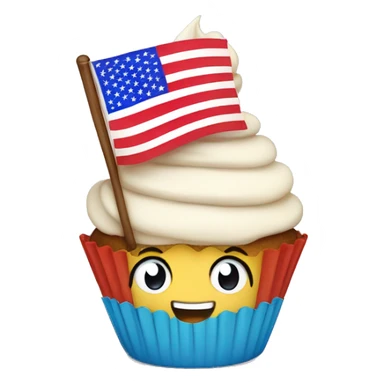 Happy cupcake with an American flag sticker