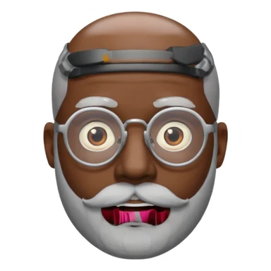bald headed silver beard black man glasses sticker