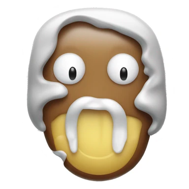 Sticky drool emoji with white glue on face sticker