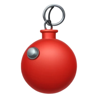 Simple bomb silhouette icon, round shape with short fuse, deep red flat vector, thin outline, minimalist design, transparent background, clean and bold, discord emoji format sticker