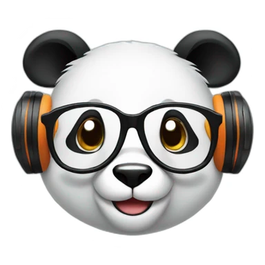 smiling geek panda with headphone and circular glasses sticker