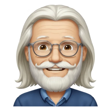 old man with long hair and beard wearing glasses  sticker