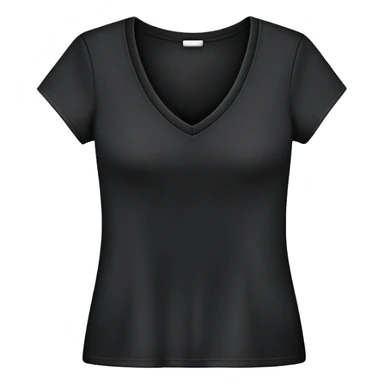 black women's V-neck t-shirt, fitted feminine cut, only the garment, no human form, simple clothing item on white background sticker