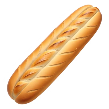 Cinematic Realistic Baguette Bread Emoji, showcasing a long, crusty baguette with a crisp exterior and soft interior rendered with lifelike textures and warm, rustic lighting. sticker
