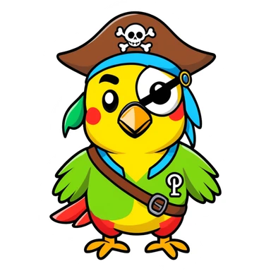 pirate with eye patch and parrot sticker