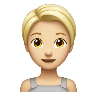 blond short hair girl with bagette sticker