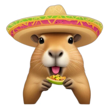 capybara eating a taco wearing a sombrero sticker