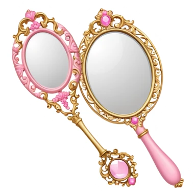 Vintage rococo handmirror pink gold sticker