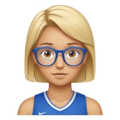 Blonde Athlete with Glasses – Blonde hair, blue sports jersey.

 sticker