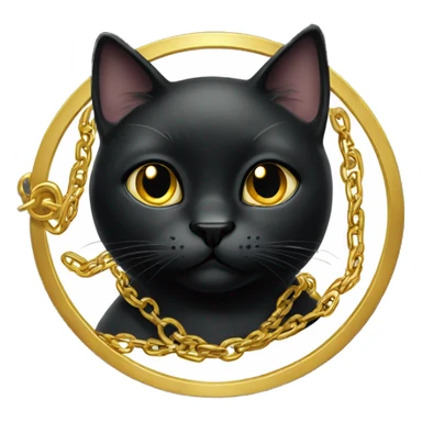 black cat with gold chain sticker