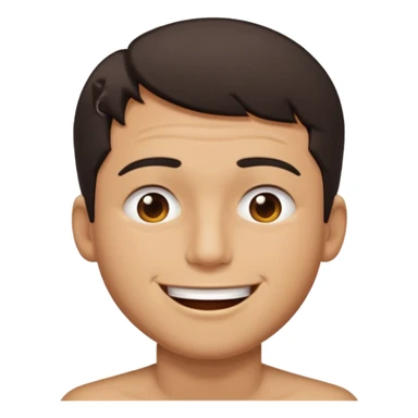 A male with closed relaxed eyes but the mouth it looks like it trying to hold in laughter sticker