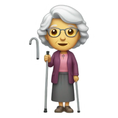 Old woman with crutch sticker