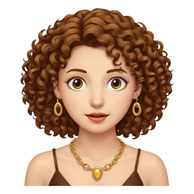 Female with Gold Necklace, fair skin,curly hair, different expressions. sticker