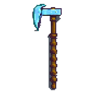 blocky minimal square pixel art Minecraft pickaxe, very simple shapes sticker