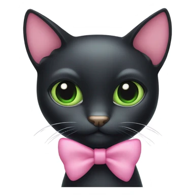 black cat green eyes and pink bow sticker