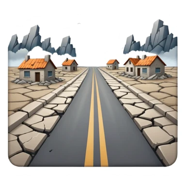 ruined town with horizontal destroyed road sticker