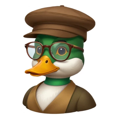 Create a mallard which has a hat and a glasses
 sticker