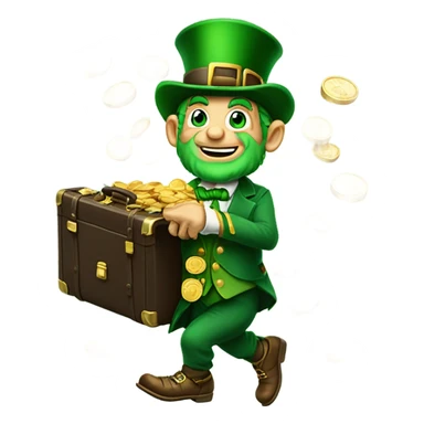 Leprechaun with a briefcase of money  sticker
