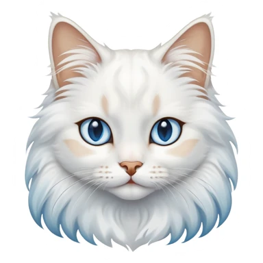 Long haired white cat with tan and black marks and blue eyes  sticker