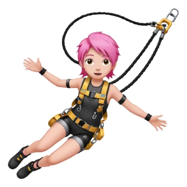 bungee jumping face with earrings pink hair flying away bungee jumo sticker