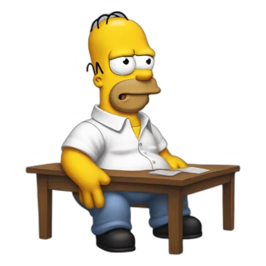 homer simpson with white shirt with the letter m on the chest sticker