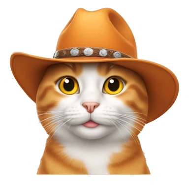 orange and white cat wearing a cowboy hat sticker