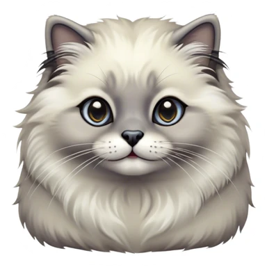 Cinematic Adorable Fluffy Grey Seal Ragdoll Cat Portrait Emoji, Head tilted cutely with big, sparkling eyes, soft grey fur with darker seal points on the ears, face, and paws, Simplified yet irresistibly adorable features, highly detailed, glowing with a soft, warm glow, high shine, affectionate and playful, stylized with a touch of whimsy, bright and endearing, soft glowing outline, capturing the essence of a curious and loving kitten, so cute it feels like it could leap out of the screen and snuggle up for a cuddle! sticker