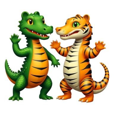 Alligator qui danse avec un tigre  sticker
