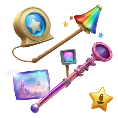 a magic wand over a video reel Surprise, play, discovery, sparkle, video, explore sticker