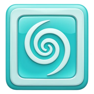 a Tiny compressed Stylized light-turquoise whirlwind symbol inside a pastel white square icon, light turquoise borders sticker