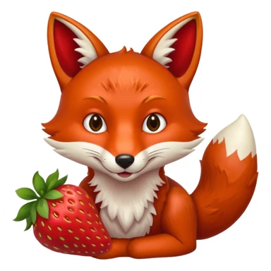 fox eating strawberries sticker