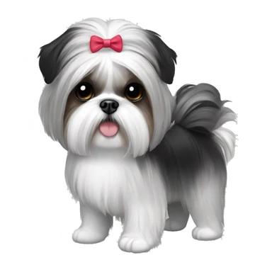 shihtzu white grey and black wearing tutu sticker