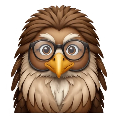 long hair bird with glasses sticker