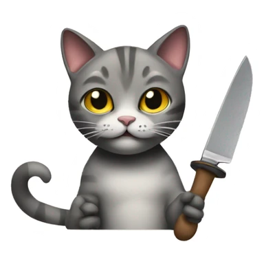 cat holding a knife sticker