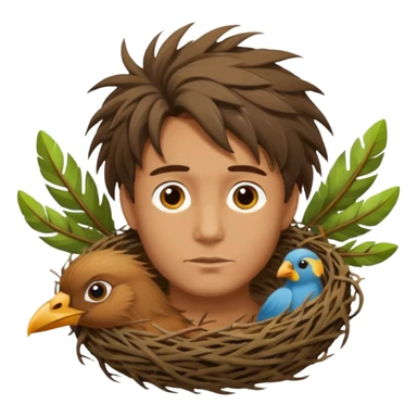 Man who has a Birds Nest for hair sticker