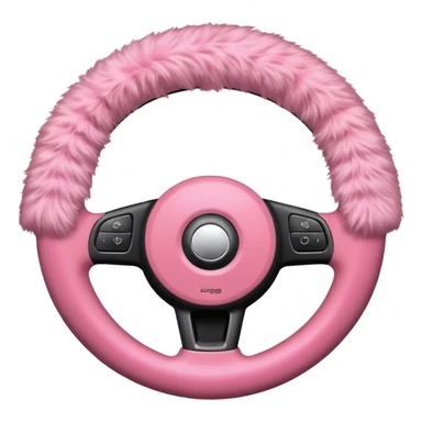 steering wheel with fluffy pink cover sticker