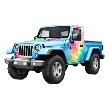 Realistic isolated pastel tie dye Jeep Gladiator truck. sticker