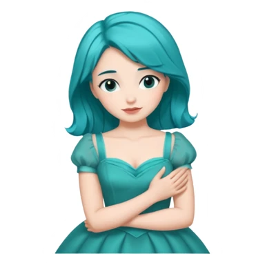 Teal hugs short hair with Belles wording sticker