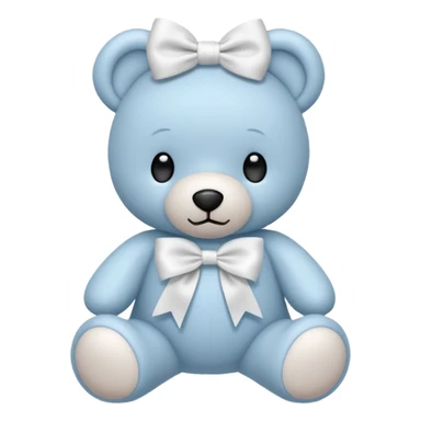 Pastel blue teddybear with a white ribbon on his head sticker