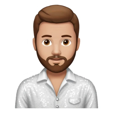 Justin Jeffre (b.1973) from 98 Degrees with brown hair and beard beard, white sequin outfit sticker