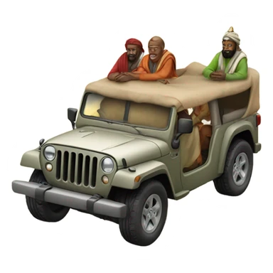 Jeep with three wise men sticker