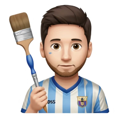 create an emoji of Lionel Messi in an Argentina shirt holding a paintbrush sticker