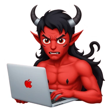 satan god with laptop, red and black sticker