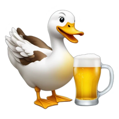 Un canard buvant une bière sticker
